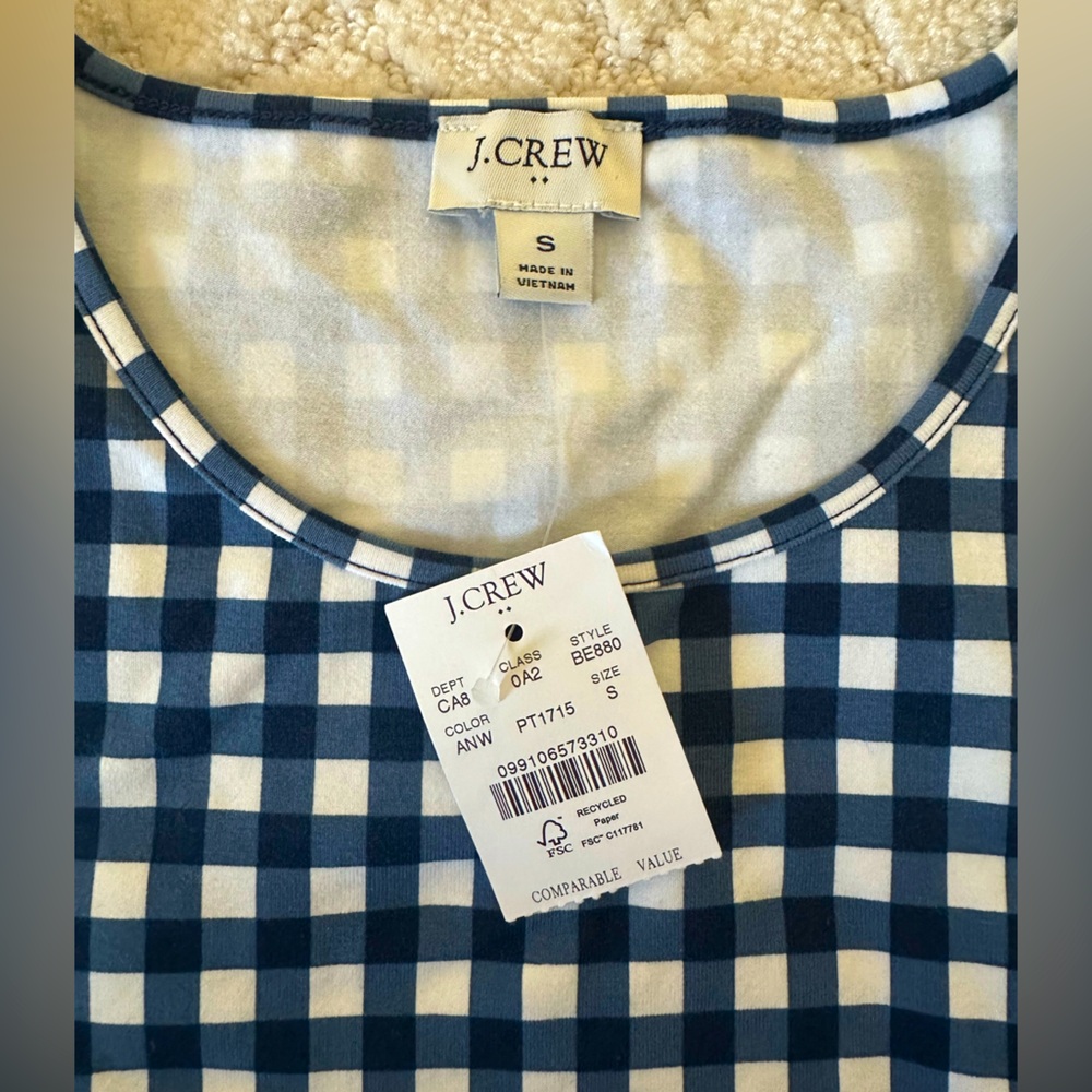 JCREW Navy Gingham Active Set Size SMALL - Picture 2 of 4